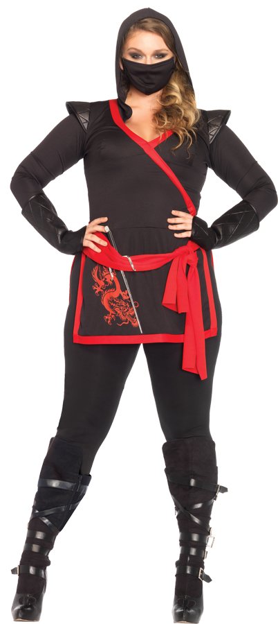 Authentic 4 pc Red Plus size NINJA ASSASSIN Jumsuit  Women Halloween Costume ADULT XXX-Large 22-26