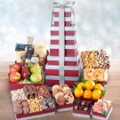 Super Deluxe Layers of Greatness Gala Tower with Fresh Fruit New Year Gift Basket