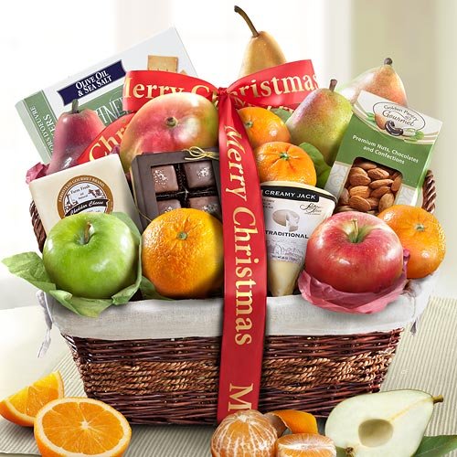Merry Christmas Classic Deluxe Fruit Basket New Year Gift Basket