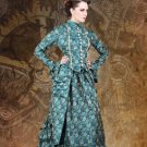 Deluxe Brocade blue Steampunk Victorian Dress Gown Women Duchess Judith Medium