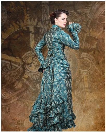 Deluxe Brocade blue Steampunk Victorian Dress Gown Women Duchess Judith X-Large