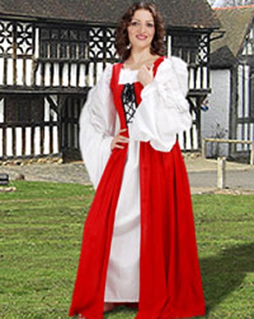High Quality Medieval Renaissance Lady Costume Fair Maiden's Red Dress Small