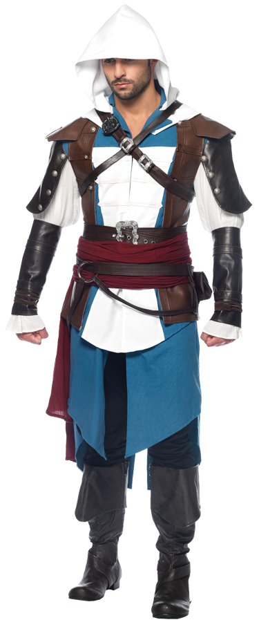 Deluxe Complete ASSASSINS CREED EDWARD 9PC Halloween Men Costume S M Licensed