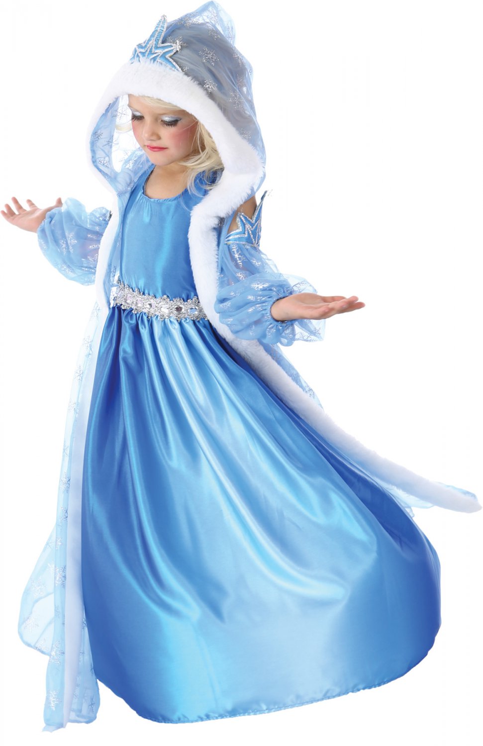 Deluxe ICELYN WINTER PRINCESS Blue Dress Gown Halloween Costume Party CHILD XS 2-4