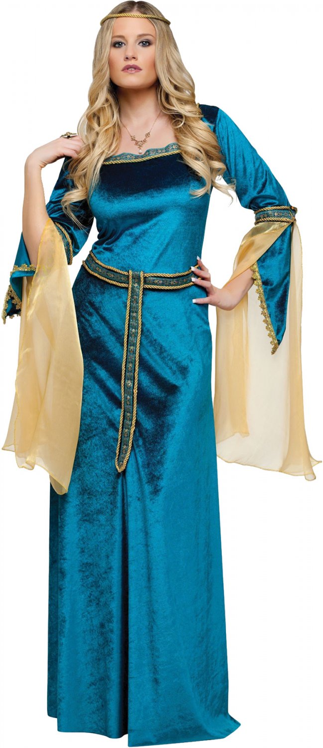 Deluxe RENAISSANCE PRINCESS Dress Blue Gown Halloween Costume Party MD