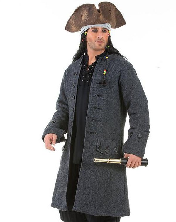 PIRATES OF THE CARIBBEAN CAPTAIN JACK SPARROW REPLICA COSTUME Blue Coat Men XL