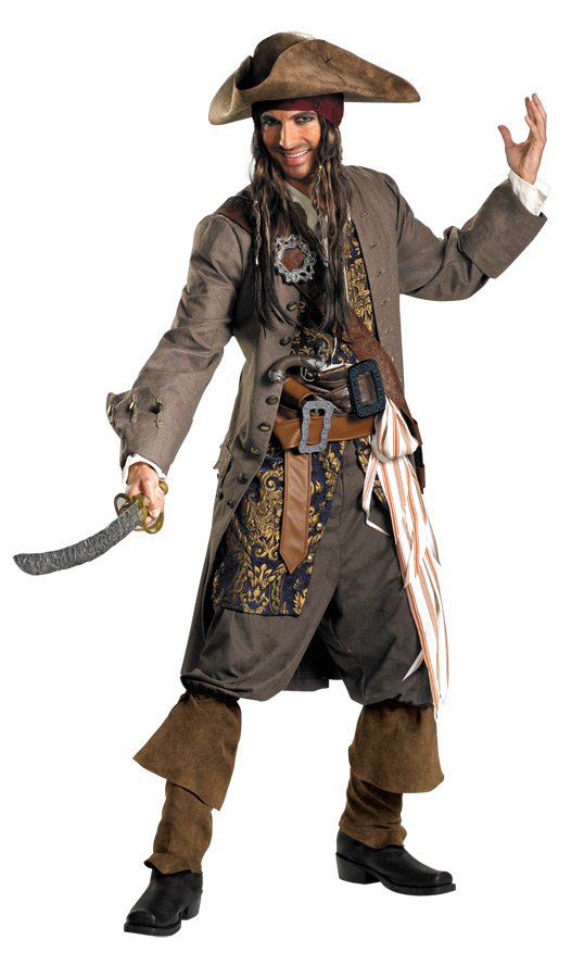 Licensed Pirates of the Caribbean Replica JACK SPARROW Coat Complete Adult Deluxe Costume XXL 50-52