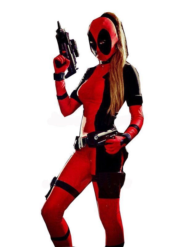 Wholesale lot of 10 Fantasia Lady Deadpool jumpsuit Costume Spandex Adult Red Fullbody Cosplay L
