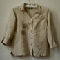 Robert Louis 3/4 Sleeve*V-Neck*Button Down Shirt*Embroidery Design*Size M*
