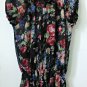 New Directions Size L Black Sheer Short Sleeve Top Floral Elastic Waist Casual