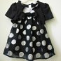 GEORGE Size 24M Black White Polka Dots Short Sleeve Girls Top Casual Festive