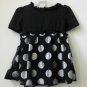 GEORGE Size 24M Black White Polka Dots Short Sleeve Girls Top Casual Festive