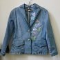 Juniors-XOXO-Size-M-Jeans-Jacket-Sequin-Embellished-Floral-Pockets-Button-Bling