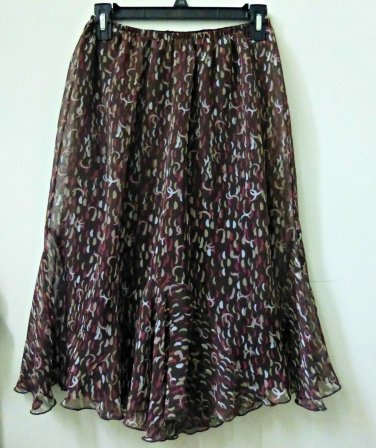 Pine Needles Size M Multi-Color Sheer A-Line Skirt Elastic Waist Casual