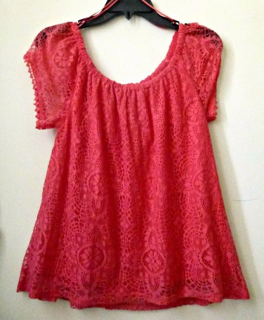 NWT Red Camel Est.1931 Size XS Pink Short Sleeve Women's Top Lace/Lined Floral