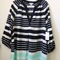 Petites NWT Crown&Ivy Size PM  Women's 3/4 Sleeve Striped Casual Blouse Y-Neck