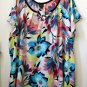PLUS NWT WORTHINGTON Size 2X Woman White Multi Color Short Sleeve Blouse Floral