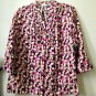 NWT Petites Kim Rogers Size PM 3/4 Sleeve Blouse Y-Neck 100% Linen Pintucks