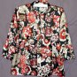 Claudia Richard Women's Size L Black Long Sleeve Blouse  Floral Design Polyester
