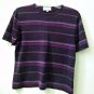 KASPER A.S.L. Size S Women's Knit Short Sleeve Top Striped Multi-Color 100% Silk