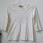 Karen Scott Size S Women's Solid White 3/4 Sleeve Top Sweater Sequin Cotton