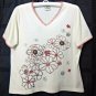 Allison Daley Ivory Size PL Women's Petites Casual Short Sleeve Top Sequins