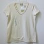 NWT LIZ CLAIBORNE Lizwear Size M Ivory Short Sleeve V-Neck Beaded Casual Top