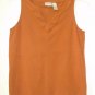 CHICO'S Size 1 Sleeveless Split V-Neck Women's Tank Top Solid Orange Modal/Silk
