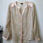 Ann Taylor Petites Size SP Peach Sheer Casual Woman's Blouse Long Sleeve Y-Neck