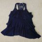 Juniors Love&Peace Size M Casual Dark Blue Layered Halter Top Lace Detail