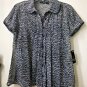 NWT East 5th Juniors Size M Sheer Short Sleeve Casual Blouse W/Tank Bib Front