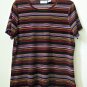 Jaclyn Smith Size L Multi-Color Short Sleeve Striped Stretch Casual Knit Top