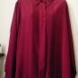Yves Si Tair Size 16 Maroon Long Sleeve Women's Blouse Embroidered Shoulder Pads