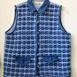 Woman's Casey&Max Size L Blue Basketweave Women's Vest Cotton Faux Pockets