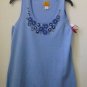 NWT RUBY RD. Size S Sleeveless Tank Top Embellished Beaded Floral/Solid Stretch
