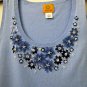 NWT RUBY RD. Size S Sleeveless Tank Top Embellished Beaded Floral/Solid Stretch