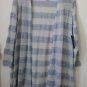 NWT KIM ROGERS Size S Open Front Cardigan Blue Long Sleeve Side Slits Striped