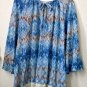 NWT Kim Rogers Size XL Long Sleeve Mash Hacci Stretch Blouse Top Tunic Lace Trim
