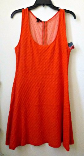 NWT Juniors BONGO Size L Red Sleeveless Party Tea Dress Dress Mesh Back Zipper