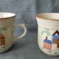 SET of 5 NEWCOR Stoneware Tea/Coffee Cups*"My Country"Pattern Beige Thailand