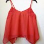 Juniors Colleen Atwood Size S Coral Lace/Chiffon Cami Tank Top Spaghetti Straps