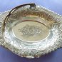 Silver Bronze Dish with Handle Ornate Tray Ring Dish Trinket Dish 7''X 5''