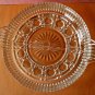 Clear Cut Glass Round Devided Relish Candy Dish W/Handles