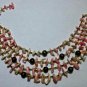 VTG ?? Shell Chip Seed Beads Round Beads 4 Strand Choker Necklace Japan
