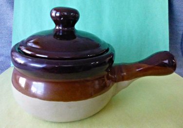 Stewing Cooking Serving Clay Bakeware Pot W/Handle Individual Glazed