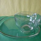 SET of 4 Clear Glass Tea/Coffee Cups & Sandwich Plates Apple Shape 4oz*8.5''X8''