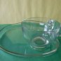 SET of 4 Clear Glass Tea/Coffee Cups & Sandwich Plates Apple Shape 4oz*8.5''X8''