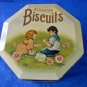 VTG Assorted Biscuits Tin/Canister Boy & Girl Design Hexagon Shape 4''X5.5''