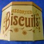 VTG Assorted Biscuits Tin/Canister Boy & Girl Design Hexagon Shape 4''X5.5''