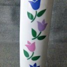 F.T.D.A. 1988 VTG Cylinder Bud Vase Glass White/Floral Made in Korea